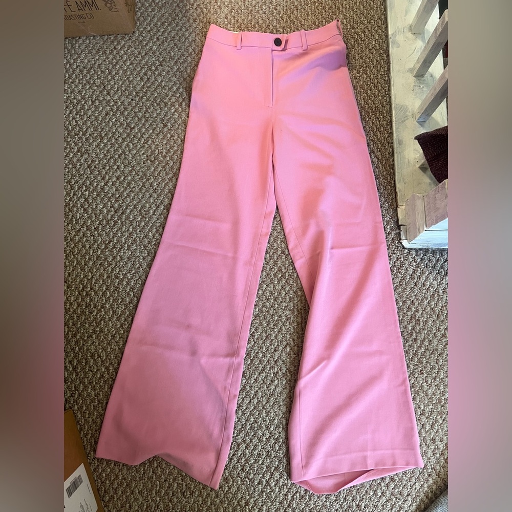 Zara Pink Wide-Leg Trousers - Picture 1 of 4
